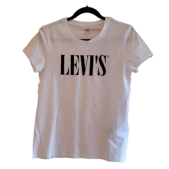 Levi's Tops - White and Black Levi's Women's T-Shirt